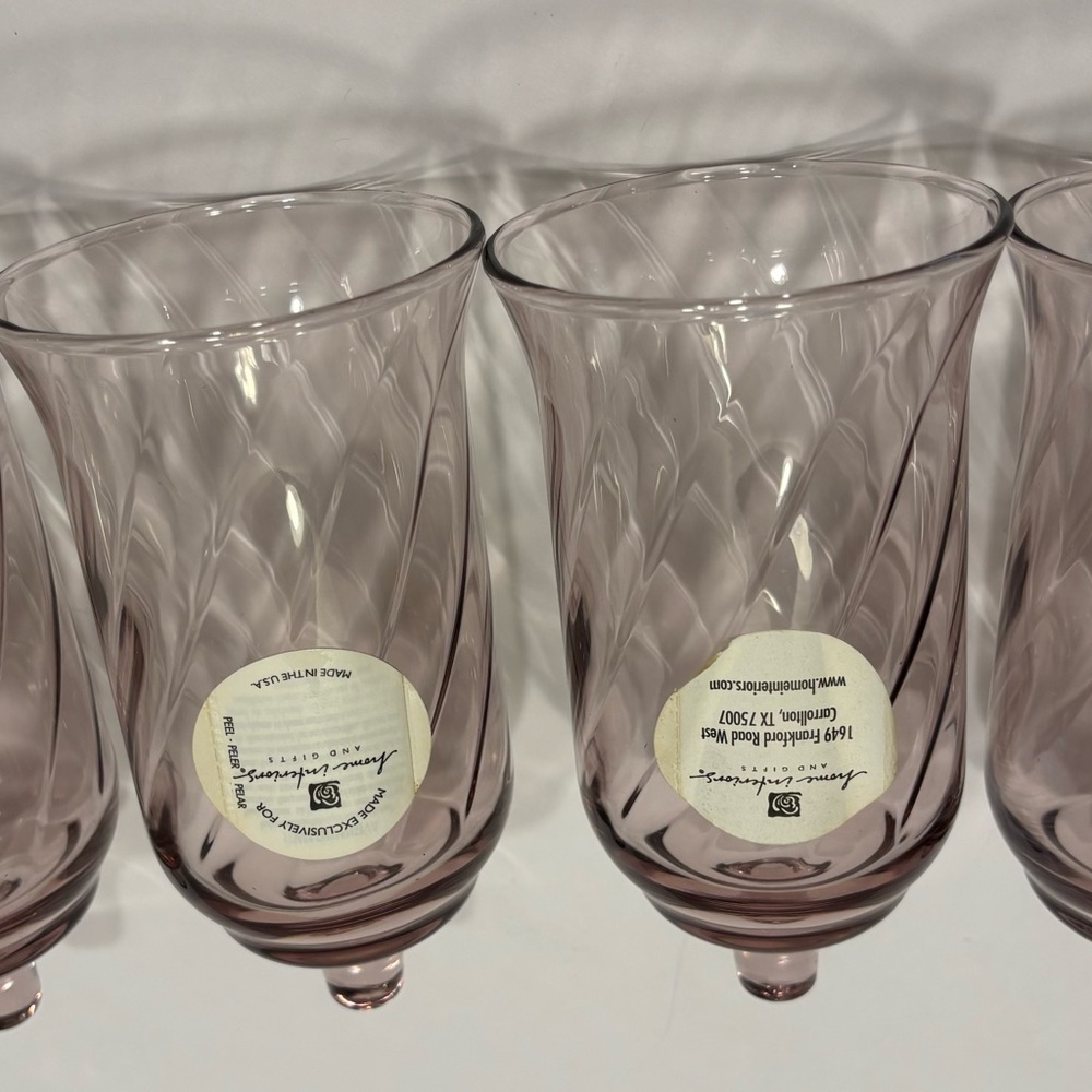 Vtg NOS 4 pink swirl Home Interior votive cups original box candle holders decor